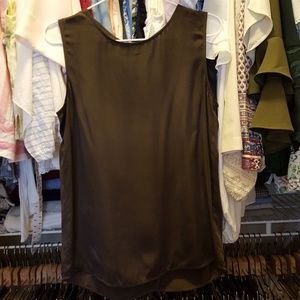 Vince dark grey silk sleeveless open back blouse